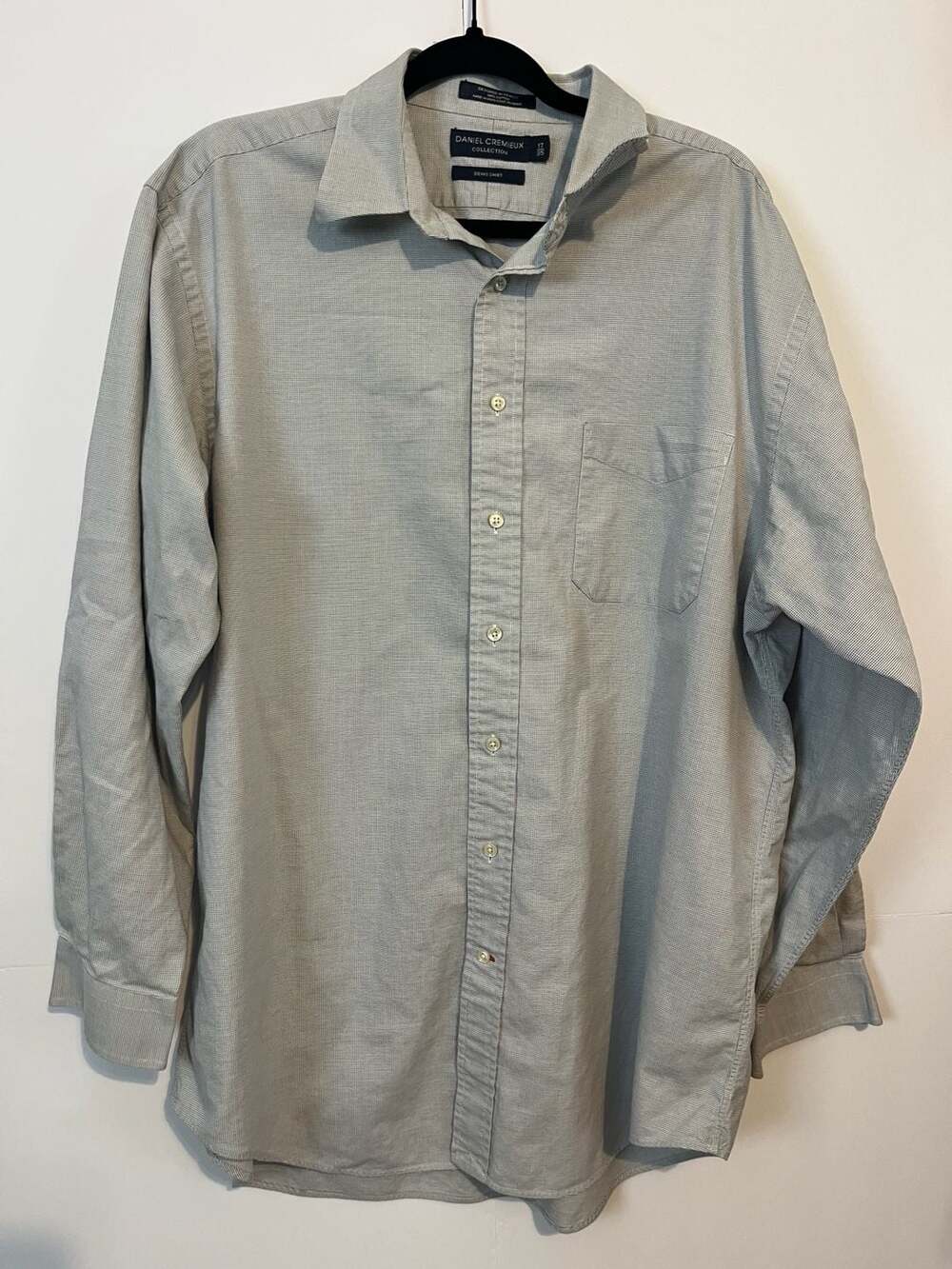 Daniel Cremieux Collection Denis Shirt Grey Micro Pattern Size 17 35